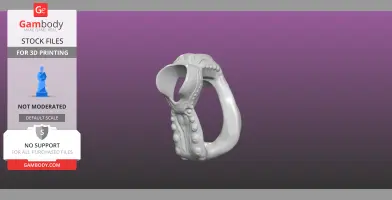 A detailed 3D model of a textured ring with raised patterns for printing.