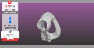 A textured 3D model of a cock and ball ring designed for 3D printing, shown in gray.