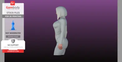 Side view of a sleek female figure in a tight bodysuit, designed for 3D printing.