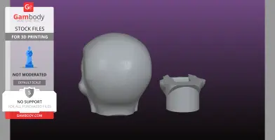 3D model of a smooth, rounded head and a cylindrical base, designed for 3D printing.