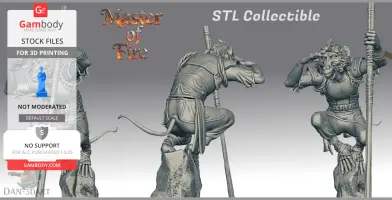 Monkey-like warrior posed dynamically with staff on a rock, ready for action.