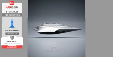 Sleek, silver spaceship model with a pointed nose and smooth, aerodynamic design for 3D printing.