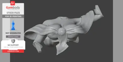 3D model of a torso with a star emblem, featuring stylized clothing for 3D printing.