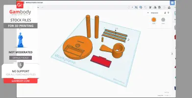 3D model parts for a jewelry stand with slider compartments on a workplane.