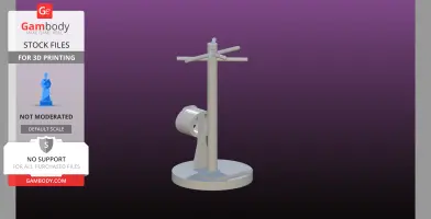 A minimalist jewelry stand with multiple arms and a round base, designed for 3D printing.