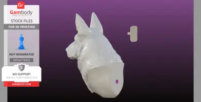 White German Shepherd bust wall mount with a 30mm hook on a purple background.