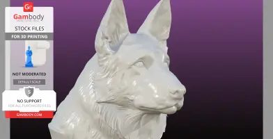 3D-printed German Shepherd bust wall mount with glossy finish and 30mm hook.