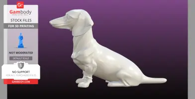 3D model of a sitting dachshund, designed for 3D printing.