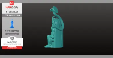 A 3D model of a seated sphinx-like figure with a curved snake overhead for 3D printing.