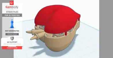 A 3D model of a mechanical heart with a red top and visible internal gears for printing.