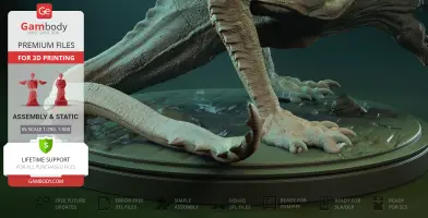 A detailed 3D model of a Skullcrawler's limbs and claws on display for 3D printing.