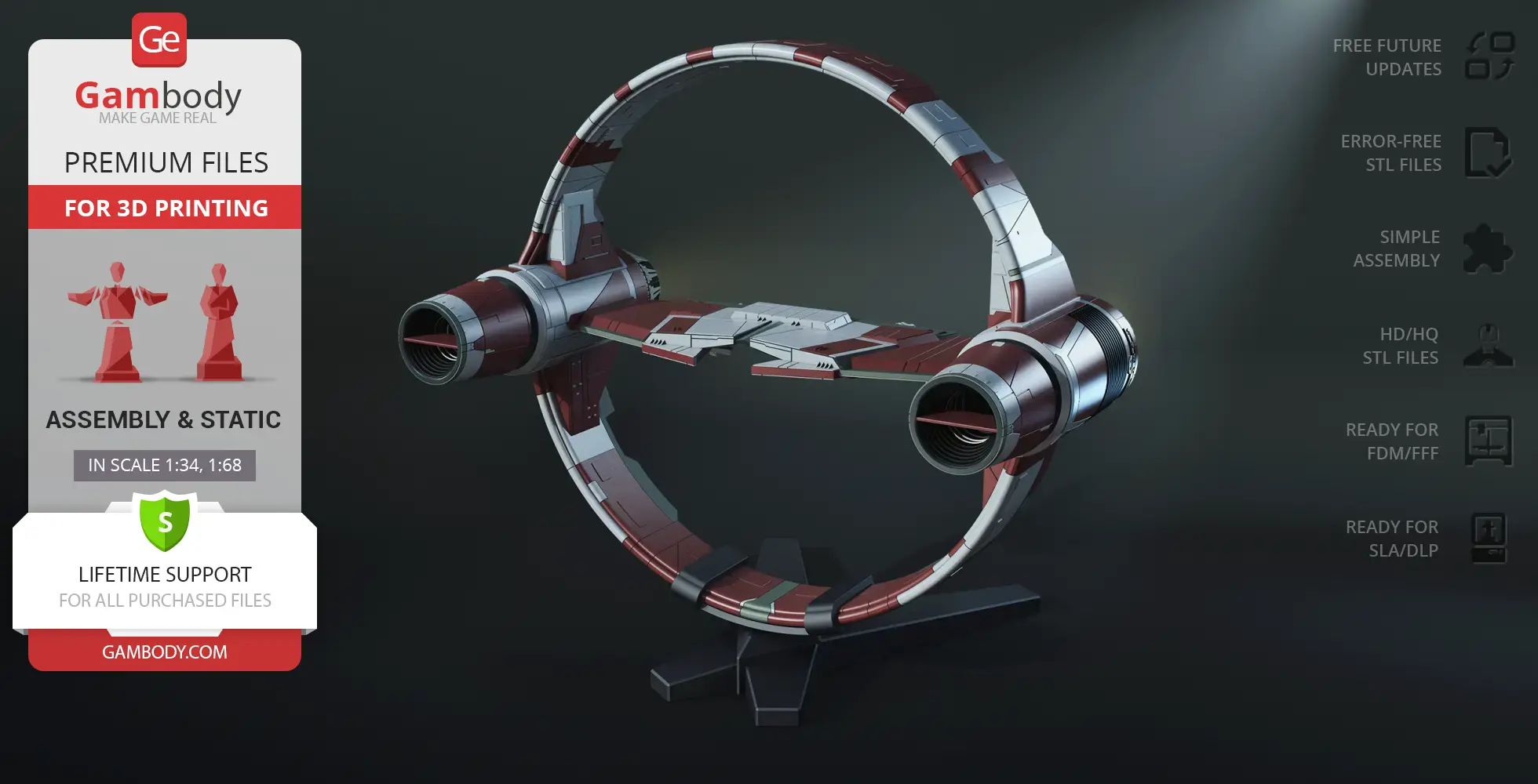 Circular hyperspace ring with twin engines for 3D printing from Star Wars.