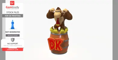 Donkey Kong on Banana Barrel – 3D Printable Figurine (STL Model)