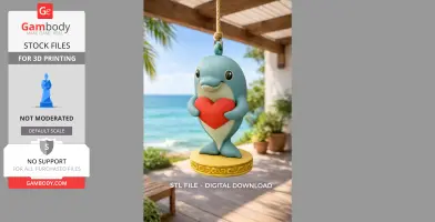 Dolphin with Heart – STL File | Digital Download