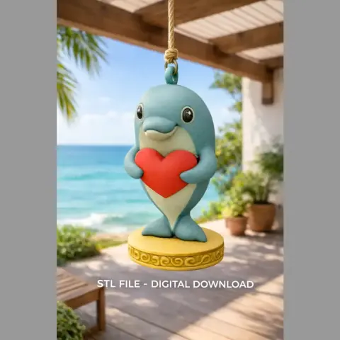 Dolphin with Heart – STL File | Digital Download