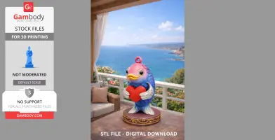 Cute Fish with Heart STL File — Digital Download for 3D print