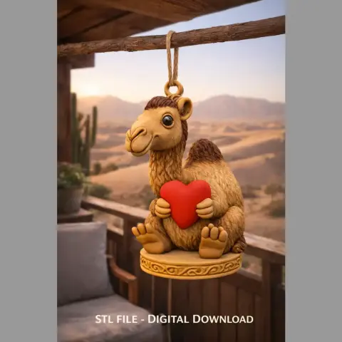 3D Printable Cute Camel with Heart STL | Digital Download