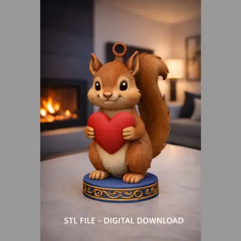 Adorable Squirrel with Heart – Cute 3D Printable Animal Figurine for Home Décor & Gifts | STL File