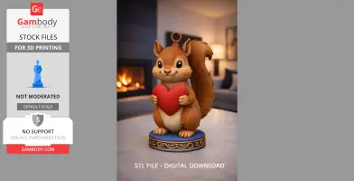 Adorable Squirrel with Heart – Cute 3D Printable Animal Figurine for Home Décor & Gifts | STL File