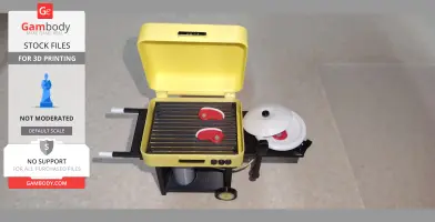 Miniature BBQ with tools and steak. display use and battery holder