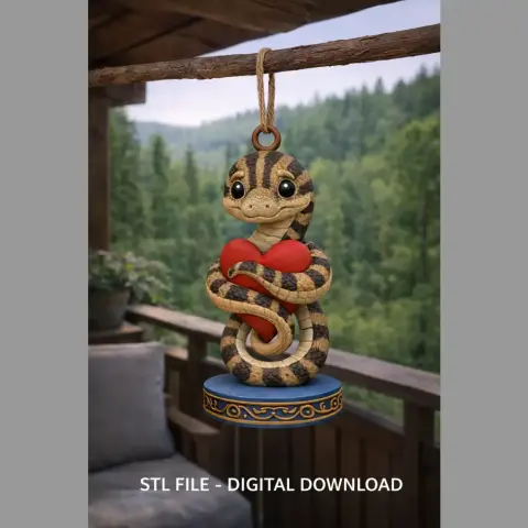 Cute Snake with Heart – 3D Printable STL File