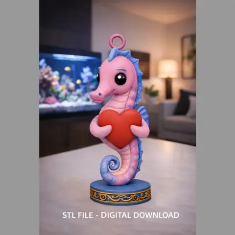 Cute Seahorse with Heart – 3D Printable STL File