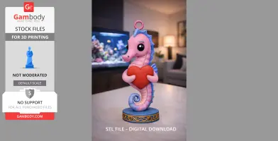 Cute Seahorse with Heart – 3D Printable STL File