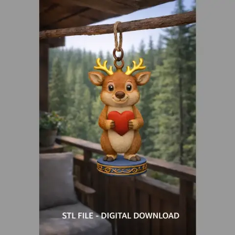 Cute Deer with Heart – 3D Printable STL File