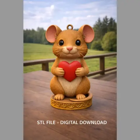 Cute Mouse with Heart – 3D Printable STL File