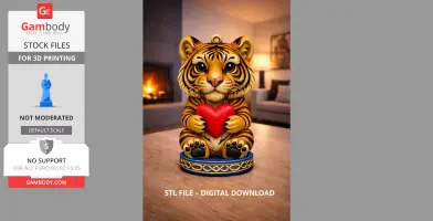 Cute Tiger with Heart – 3D Printable STL File
