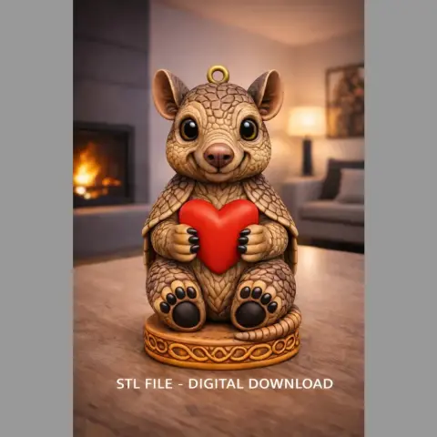 Cute Armadillo with Heart – 3D Printable STL File