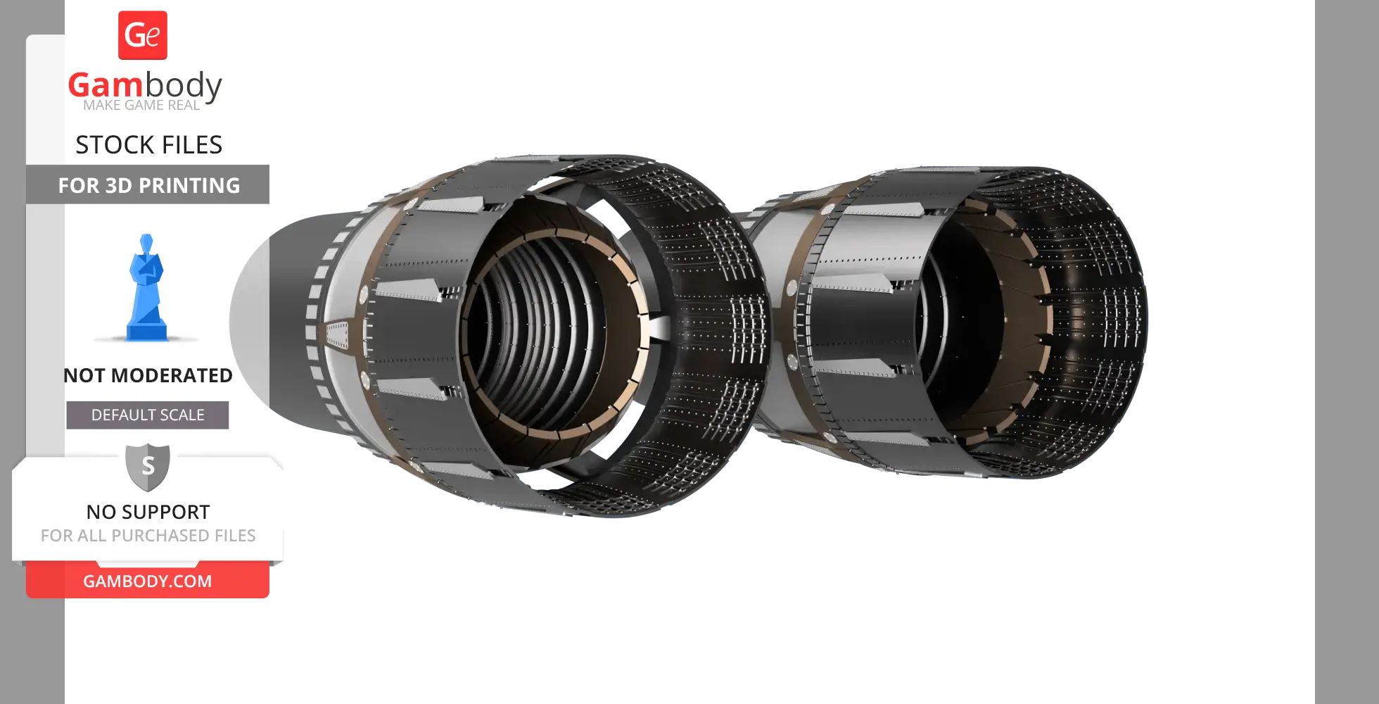 Two detailed 3D-printed exhaust nozzles for an Academy 1/48 F-111F model.