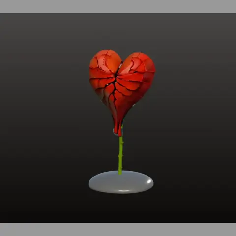 Valentine's Rose Stem Heart