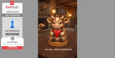 Cute Cow with Heart – 3D Printable STL File