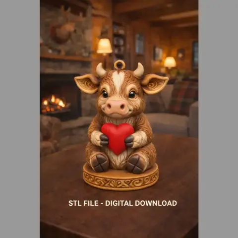 Cute Cow with Heart – 3D Printable STL File