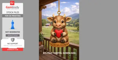 Cute Cow with Heart – 3D Printable STL File