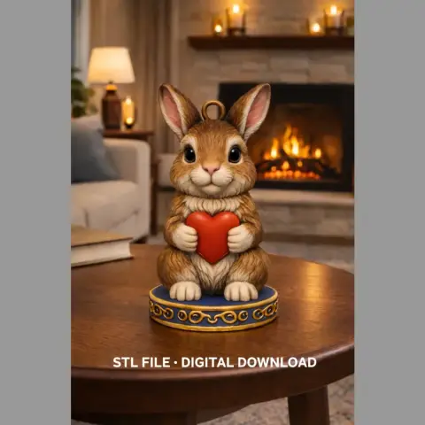 Cute Bunny with Heart – 3D Printable STL File