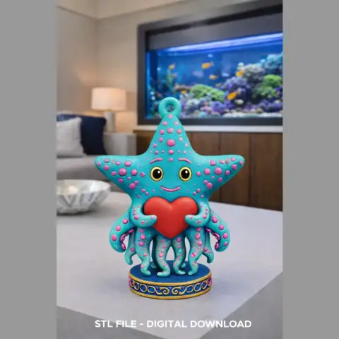 Cute Starfish with Heart – 3D Printable STL File
