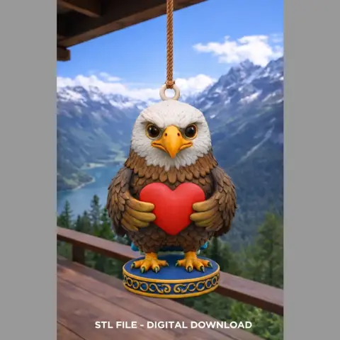 Cute Eagle with Heart – 3D Printable STL File