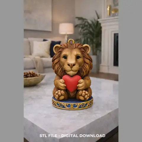 Cute Lion with Heart – 3D Printable STL File