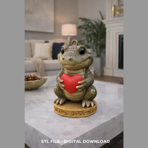 Cute Crocodile with Heart – 3D Printable STL File
