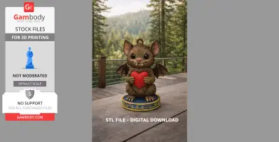 Gothic Cute Bat Holding Heart STL – 3D Print Animal Ornament