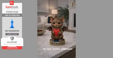 Gothic Cute Bat Holding Heart STL – 3D Print Animal Ornament