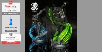 Green Lantern Vs Silver Surfer Diorama 3D Crossover by CG Pyro - STL Files