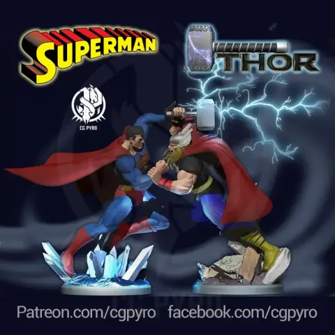 Superman vs Thor Diorama STL Files by CG Pyro