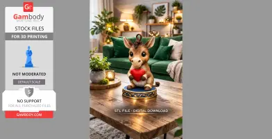 Sweet Donkey with Heart – Adorable 3D Printable Hanging Figurine (STL File)