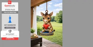 Sweet Donkey with Heart – Adorable 3D Printable Hanging Figurine (STL File)