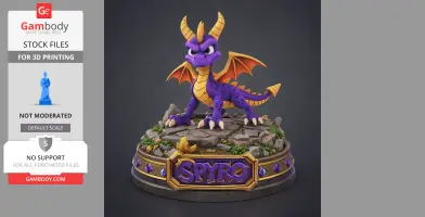 Spyro the Dragon – Figurine 3D + Socle Diorama