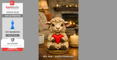 Adorable Lamb with Heart – Cute 3D Printable Figurine STL