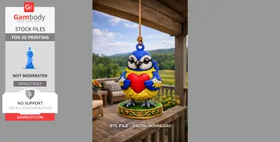 Cute Blue Bird with Heart STL – Adorable 3D Printable Ornament